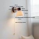 Axyaa Ceramic LED Wall Lights Wood Base Copper Rotate Bedside Lamp Sconce