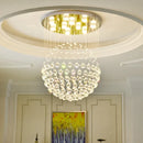 Axyaa Round K9 Crystal LED Ceiling Chandelier for Living Dining Bedroom Decor