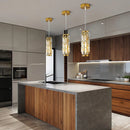 Axyaa Gold Crystal Pendant Chandelier for Dining Room & Kitchen Island