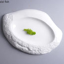 Axyaa Irregular Shape Ceramic Plate for Pasta, Steak, Sushi, Desserts, and Snacks