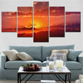 Axyaa Nature Golden Hour Dramatic Sky Canvas Wall Art Print Set