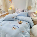 Axyaa Cute Bear & Sheep Embroidery Bedding Set | Soft Skin-Friendly Duvet Cover Set