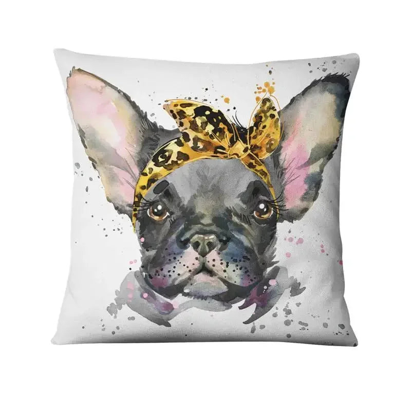 Axyaa French Bulldog Gift Cushion: Decorative Sofa Throw Pillow with American Cartoon Pet Print