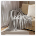 Axyaa Textile City Knitted Throw: Nordic Chunky Plaid Bedspread for Winter