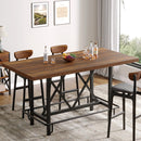 Axyaa Rectangular Counter Height Dining Table for 6 with Metal Footrest, 35.43" Tall