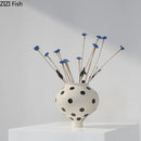 Axyaa Wave Point Ceramic Double Ear Vase: Elegant Decorative Vase for Flowers & Hydroponics