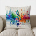 Colorful Music Notes & Treble Clef Pillow Cover by Axyaa - Sofa, Bed, Car
