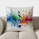 Colorful Music Notes & Treble Clef Pillow Cover by Axyaa - Sofa, Bed, Car