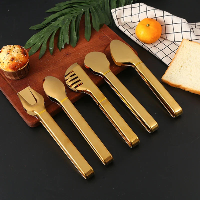 Axyaa Stainless Steel Food Tongs - Multi-Use Nonstick Clamp for Home Kitchen