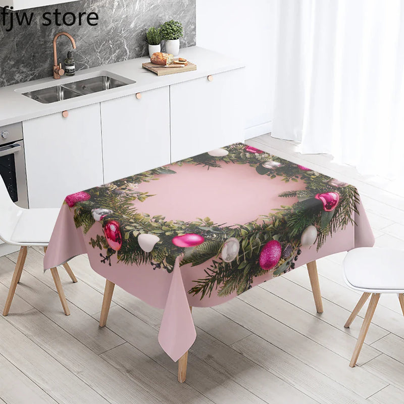 Axyaa Christmas Wreath Tree Tablecloth for Wedding Party Home Decoration