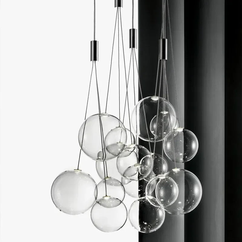 Axyaa Nordic LED Glass Chandelier for Living Dining Room, Restaurant - Pendant Lamp