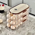 Axyaa Clear Plastic Egg Holder Fridge Organizer Bin - Stackable Automatic Rolling Dispenser