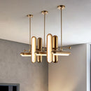 Axyaa Golden Iron Glass Chandelier: Postmodern Art Deco Lighting for Dining Room