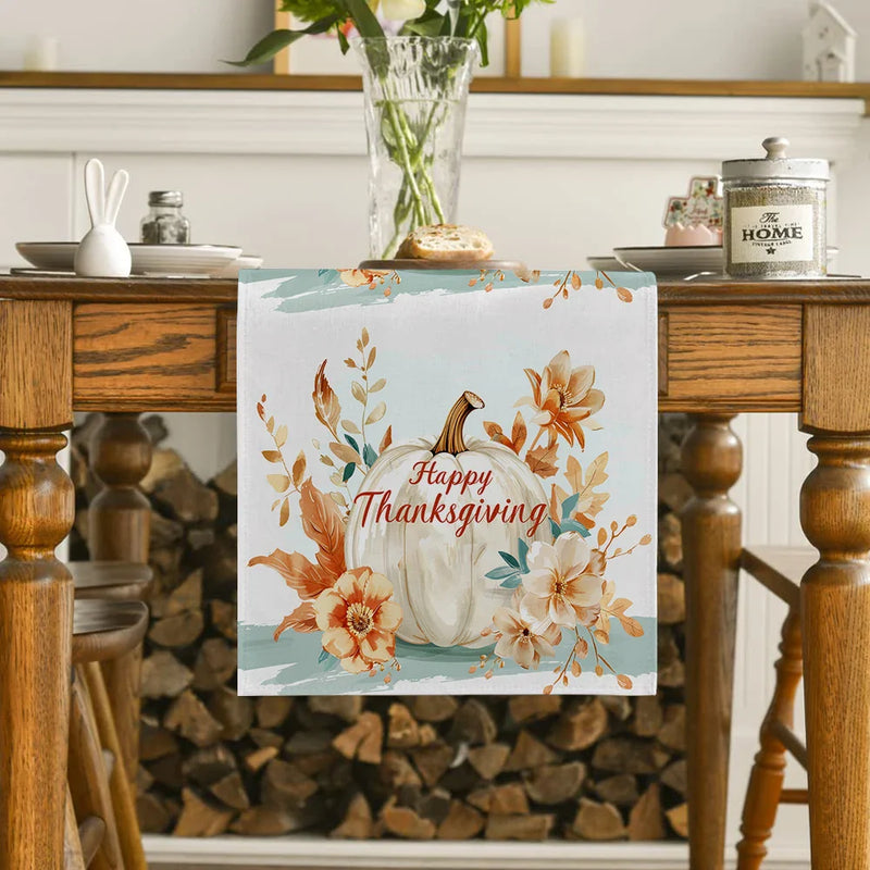 Axyaa Pumpkin Flower Branches Table Runner for Farmhouse Dining Decor