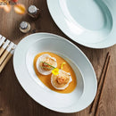 Axya 14" Oval Steak Plate Dinner Dish Tray Set for Home Restaurant Hotel
