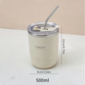 Axyaa Double Wall Insulated Steel Coffee Mug with Straw - Leak Proof Tumbler