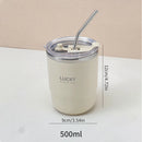 Axyaa Double Wall Insulated Steel Coffee Mug with Straw - Leak Proof Tumbler