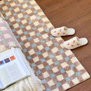 Axyaa Checkered Plush Carpet Home Decoration Bedroom Rugs