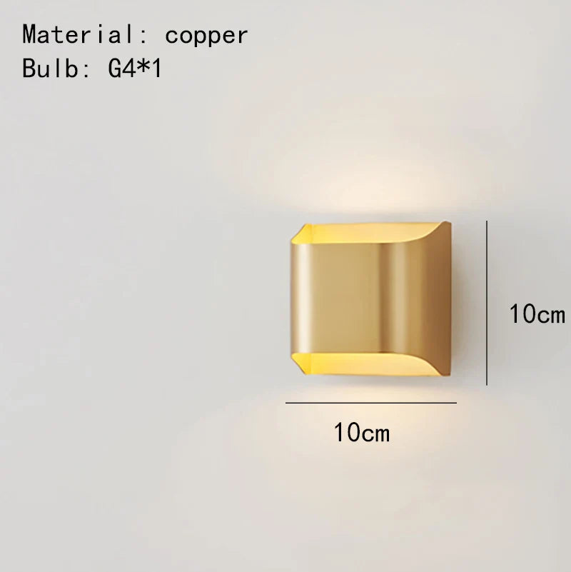 Axyaa Modern Brass LED Wall Lamp Gold Black Body Minimalist Lighting Sconce