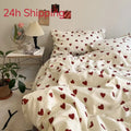 Nordic Princess Pink Bedding Set by Axyaa - Twin/Full/Queen Size - Duvet Cover, Flat Sheet, Pillowcases