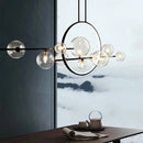 Axyaa Black Glass Ball Chandelier LED Pendant Lamps for Modern Home Decor