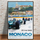 Axyaa Retro Monaco Race Car Wall Art Canvas Painting for Home Decor
