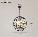 Axyaa Iron Chandelier with Crystals: Retro Loft Globe Lighting for Dining Room & Clothing Store