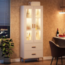 Axyaa LED Bookcase with Doors, Storage Drawers | Contemporary Shelf with Lighting