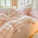 Axyaa Tuscan Faux Fur Plush Bedding Set - Queen Size Warm Winter Duvet Cover Set