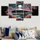 Axyaa Japanese Landscape Canvas Wall Art Print Set for Living Room & Bedroom