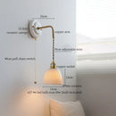 Axyaa Pleats Ceramic LED Wall Sconce Lamp with Adjustable Copper Arm