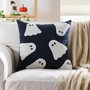 Axyaa Halloween Pillow Cover Pumpkin Ghost Spider Orange Black Home Decor