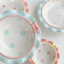 Axyaa Pink Tender Dessert Bow Plate Deep Fruit Household Tableware