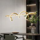 Axyaa Gold Wave LED Pendant Lights: Modern Luxury Chandelier for Dining Kitchen Bar