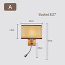 Axyaa Wood Iron LED Wall Lamp with Linen Lampshade for Bedroom and Aisle Lighting