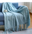 Axyaa Vintage Tassel Knit Blanket - Soft Cozy Sofa Throw Bed Cover