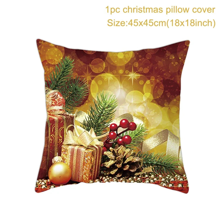 Axyaa Christmas Cushion Cover 2022: Merry Decorations, Navidad, Noel, Xmas Gifts, Happy New Year 2023