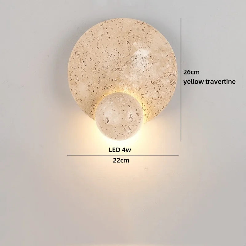 Axyaa LED Pull Chain Wall Light Yellow Travertine Stair Lamp
