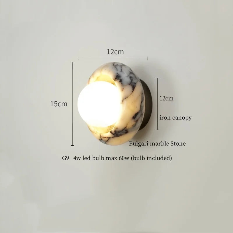 Axyaa Circular Marble LED Wall Lamp Modern Nordic Interior Lighting