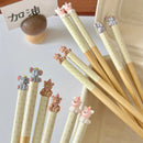 Axyaa Kawaii Animal Wooden Food Sticks Reusable Sushi Chopsticks for Kids and Adults