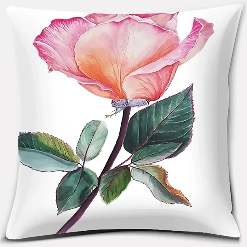 Pink Flower Pattern Cushion Cover by Axyaa - 45x45cm Decorative Pillowcase