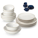 Axyaa Ceramic Dinnerware Set, Modern Relief Design, 12/16 Piece, for Dining Essentials