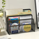 3-Tier Black Metal Mesh Desk Organizer by Axyaa for Documents, Books & Magazines