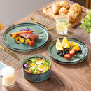 Axyaa Black Green Reactive Glaze Dinner Set - 12/24/36Pc Vertical Edge Tableware