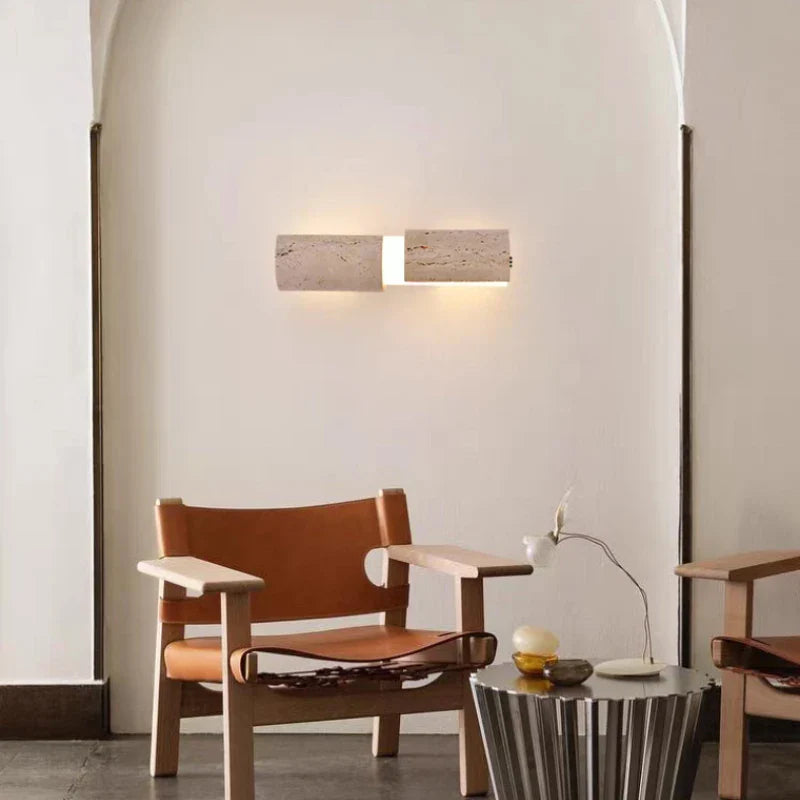 Axyaa Natural Stone White Acrylic LED Wall Lamp with Remote Control