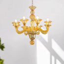 Axyaa Modern Crystal Chandelier Classic Arm Hanging Lamp for Living Room