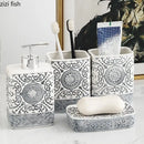Axya Geometric Ceramic Bathroom Set in Black and White -  Bathroom Accessories