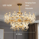 Axyaa Copper Petal Crystal Chandelier LED Dining Room Minimalist Luxury Artistic Lamp