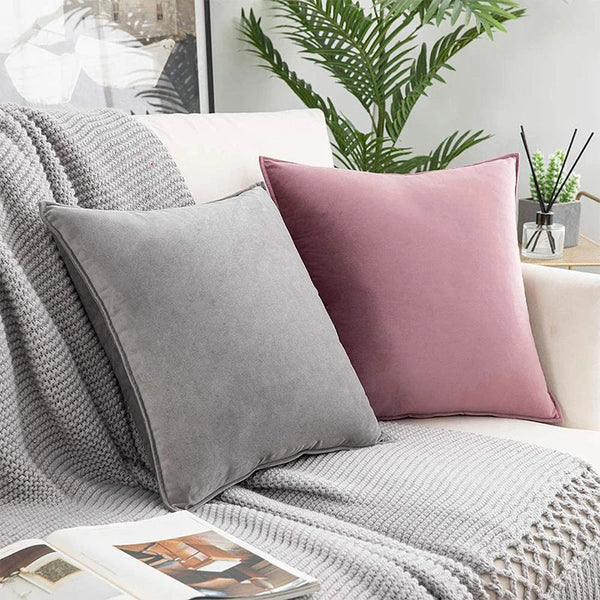Axyaa Velour Square Pillow Cover 50x50 Lightweight Hidden Zipper Sofa Bed Pillowcase