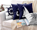 Axyaa Nautical Sailboat Anchor Blue Pillow Cover 40x40 Square Rudder Home Decoration